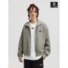 [BONELESS] Ribbed Zip-Up Track Jacket – Sage Green Stand Collar