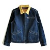 [WBT] Denim Work Jacket with Corduroy Collar – Dark Indigo Zip Front
