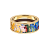 [WBT] Art-Inspired Enamel Band Ring – Colorful Floral Wide Gold-Tone Ring